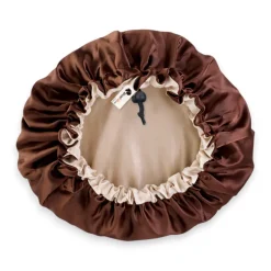 Chocoladebruin Satijnen Slaapmuts / Haar bonnet van Satijn / Satin hair bonnet