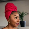 Donkerrood hoofddoek - Headwrap van stretchy Jersey stof