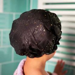 Douchemuts Kind / Shower cap voor kinderen - Zwart Gouden Sterren