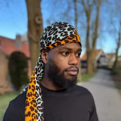 Durag / Du-rag / Do-rag / Bandana - Unisex - Oranje Leopard