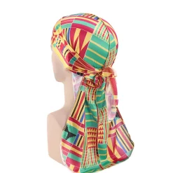 Durag / Du-rag / Do-rag / Bandana - Unisex - Kente print Groen