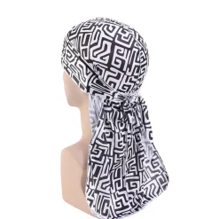 Durag / Du-rag / Do-rag / Bandana - Unisex - Mud cloth Zwart / Wit