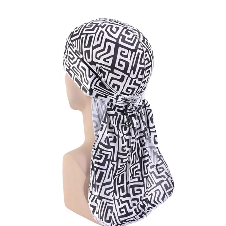 Durag / Du-rag / Do-rag / Bandana - Unisex - Mud cloth Zwart / Wit