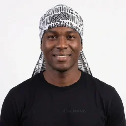 Durag / Du-rag / Do-rag / Bandana - Unisex - Wit en Zwart Bogolan