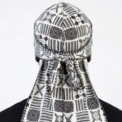 Durag / Du-rag / Do-rag / Bandana - Unisex - Wit en Zwart Bogolan