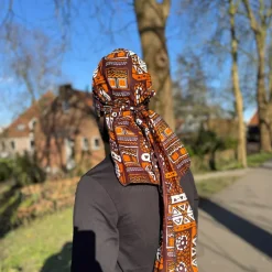 Durag / Du-rag / Do-rag / Bandana - Unisex - Bruine patronen Bogolan