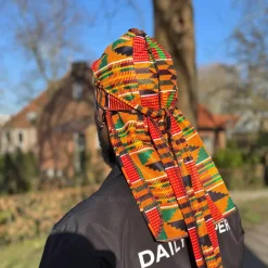 Durag / Du-rag / Do-rag / Bandana - Unisex - Oranje / blauw / groene Kente
