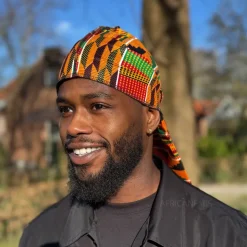 Durag / Du-rag / Do-rag / Bandana - Unisex - Oranje / blauw / groene Kente