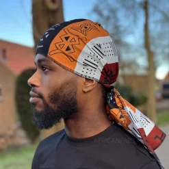 Durag / Du-rag / Do-rag / Bandana - Unisex - Donkerbruin Bogolan