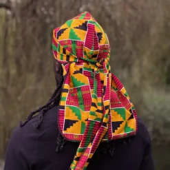 Durag / Du-rag / Do-rag / Bandana - Unisex - Oranje / groen Kente