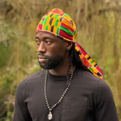 Durag / Du-rag / Do-rag / Bandana - Unisex - Oranje / groen Kente