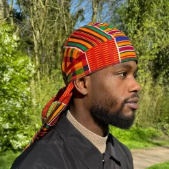 Durag / Du-rag / Do-rag / Bandana - Unisex - Oranje / blauw / groene Kente