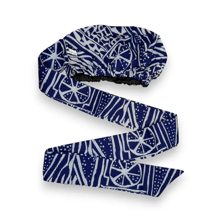 Easy headwrap / hoofddoek - Blauw Ndop Kameroen