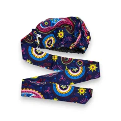 Easy headwrap / hoofddoek - Blauw Roze Paisle