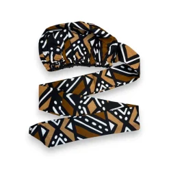Easy headwrap / hoofddoek - Bruin & Beige Bogolan