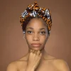 Easy headwrap / hoofddoek - Bruin & Geeloranje Kuba Blokken