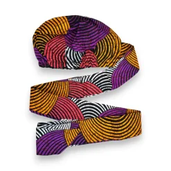 Easy headwrap / hoofddoek - Oranje & Paars Concentric