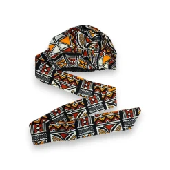 Easy headwrap / hoofddoek - Rood & Oranje Bogolan Symbolen