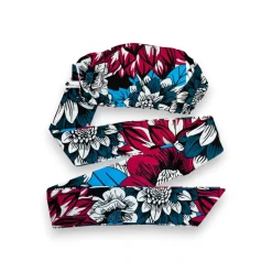Easy headwrap / hoofddoek - Roze & Teal Bloemen