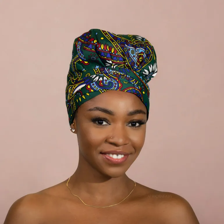 Easy headwrap / hoofddoek - Satijnen binnenkant - Multicolor Paisley
