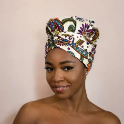 Easy headwrap / hoofddoek - Satijnen binnenkant - Witte Paisley