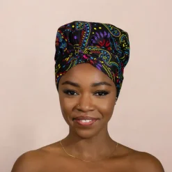 Easy headwrap / hoofddoek - Satijnen binnenkant - Multicolor Paisley