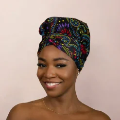 Easy headwrap / hoofddoek - Satijnen binnenkant - Multicolor Paisley