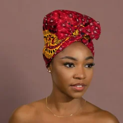 Easy headwrap / hoofddoek - Satijnen binnenkant - Rode Dotted Patterns