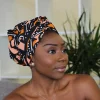 Easy headwrap / hoofddoek - Satijnen binnenkant - Zalm