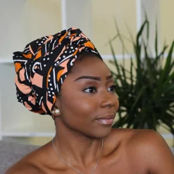 Easy headwrap / hoofddoek - Satijnen binnenkant - Zalm