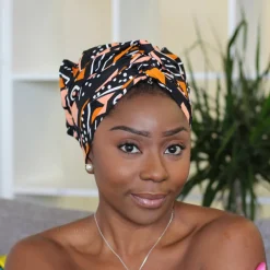 Easy headwrap / hoofddoek - Satijnen binnenkant - Zalm