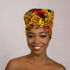 Easy headwrap / hoofddoek - Satijnen binnenkant - Gele Flowers