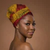 Easy headwrap / hoofddoek - Satijnen binnenkant - Rood & Geel Concentric
