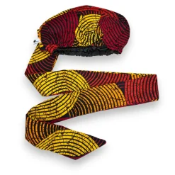 Easy headwrap / hoofddoek - Satijnen binnenkant - Rood & Geel Concentric