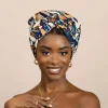 Easy headwrap / hoofddoek - Satijnen binnenkant - Blauw / bruin