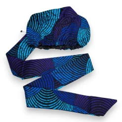 Easy headwrap / hoofddoek - Satijnen binnenkant - Blauw & Turquoise Concentric