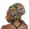 Easy headwrap / hoofddoek - Satijnen binnenkant - Mosterd / Witte Bogolan