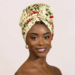 Easy headwrap / hoofddoek - Satijnen binnenkant - crèmekleur