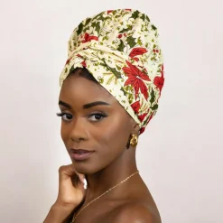 Easy headwrap / hoofddoek - Satijnen binnenkant - crèmekleur