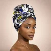 Easy headwrap / hoofddoek - Satijnen binnenkant - Blauw / wit