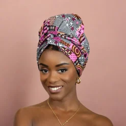 Easy headwrap / hoofddoek - Satijnen binnenkant - Roze