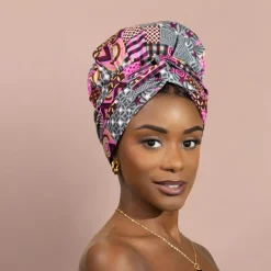 Easy headwrap / hoofddoek - Satijnen binnenkant - Roze