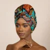 Easy headwrap / hoofddoek - Satijnen binnenkant - Turquoise Multicolor