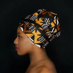 Easy headwrap / hoofddoek - Satijnen binnenkant - Mud Zwart / Bruin