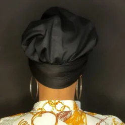 Easy headwrap / hoofddoek - Satijnen binnenkant - Zwart - Katoen
