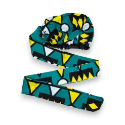 Easy headwrap / hoofddoek - Turquoise Geel Samakaka / Samacaca
