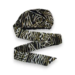 Easy headwrap / hoofddoek - Zwart Geel Ndop Kameroen
