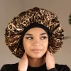 Extra grote satijnen haar bonnet - Leopard ( Satijnen slaapmuts )