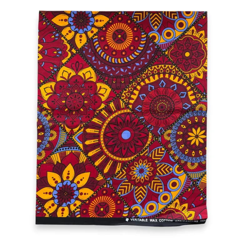 Fat Quarter Afrikaanse Wax Print Stof - Rood Geel FTQ 8724 - Quilt & Patchwork (45 x 57 cm / 18 x 22 inch)