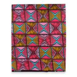 Fat Quarter Afrikaanse Wax Print Stof - Roze Olijfgroen FTQ 8721 - Quilt & Patchwork (45 x 57 cm / 18 x 22 inch)